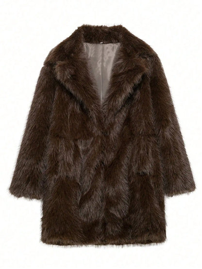 Indefeir French faux fur coat for women