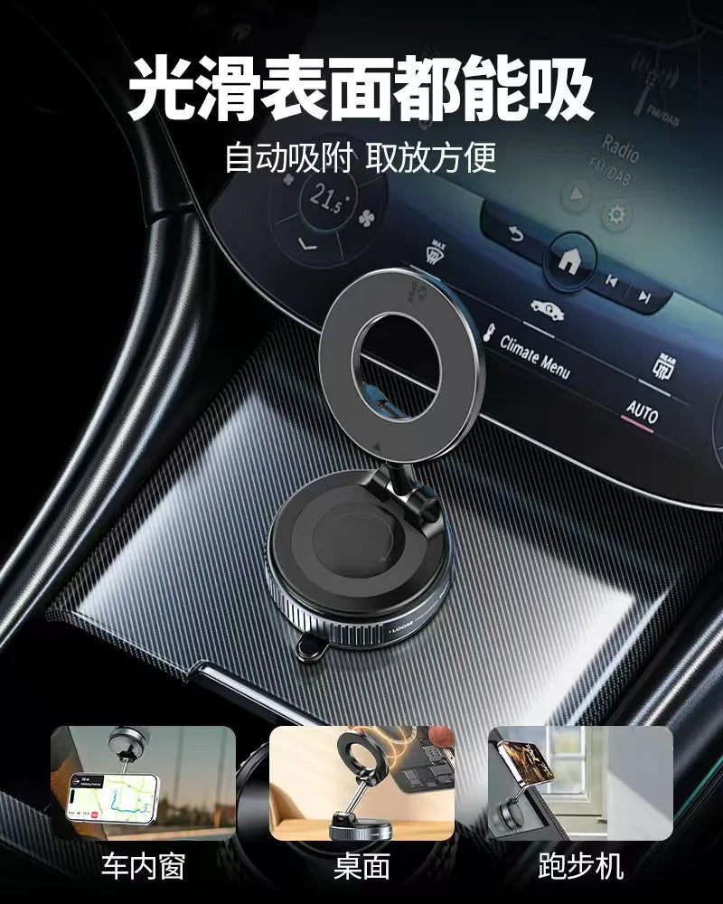 Magneettinen Auton Puhelinpidike – Tyhjiöimukuppi, Säädettävä Kulma, Ei Työkaluja – Navigointiin