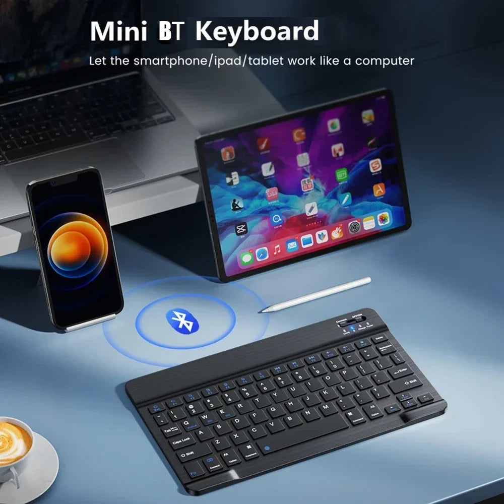 Langaton Bluetooth-Näppäimistö Ladattavalla Akulla - Pelaaminen & Työ iOS/Android/Windows - Sininen