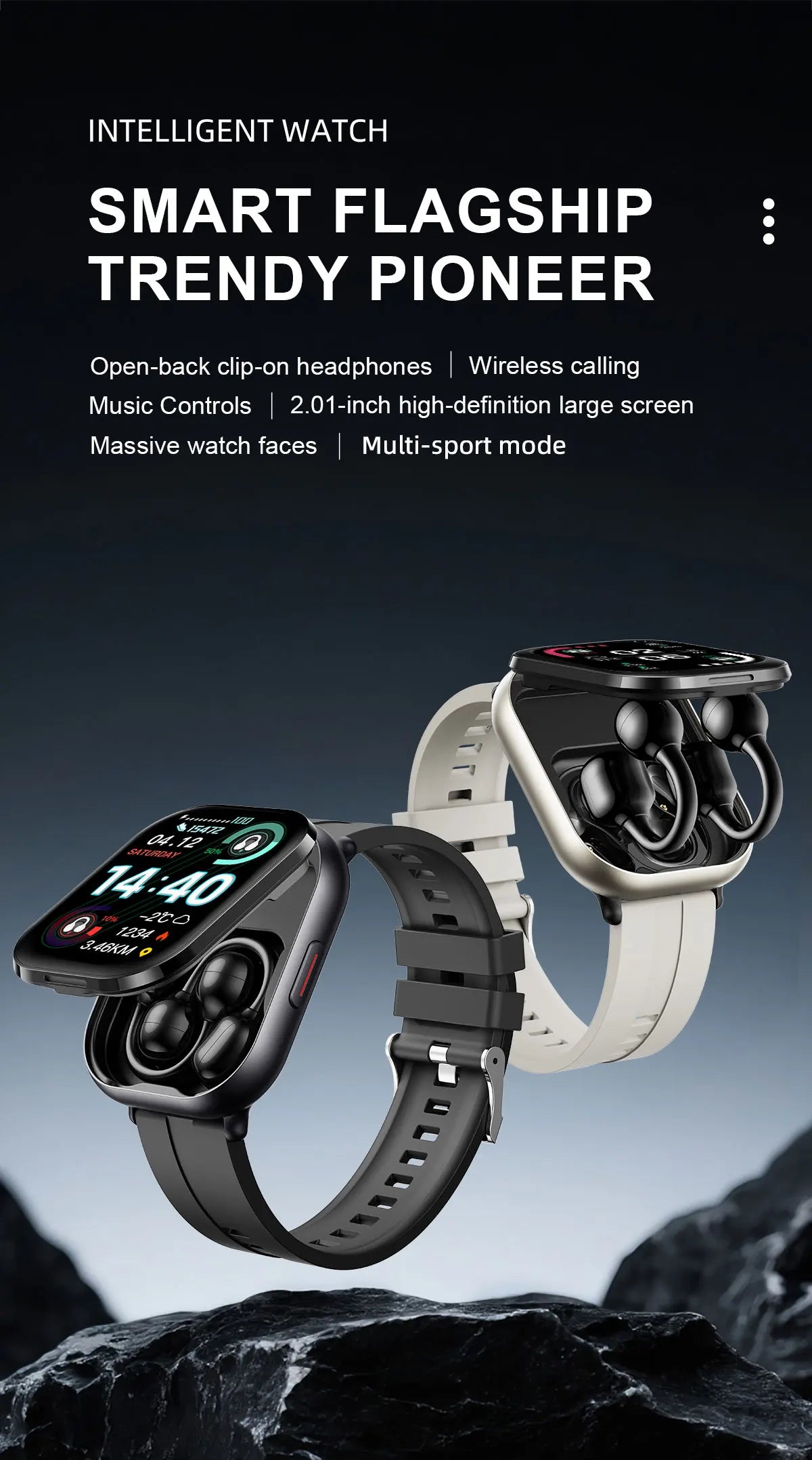 2-in-1 Smartwatch with wireless headphones, calls, health modes, sports modes, New 2025