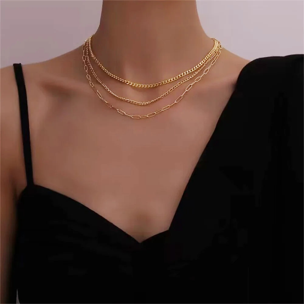 Vintage gold punk necklace for women, available in different variations