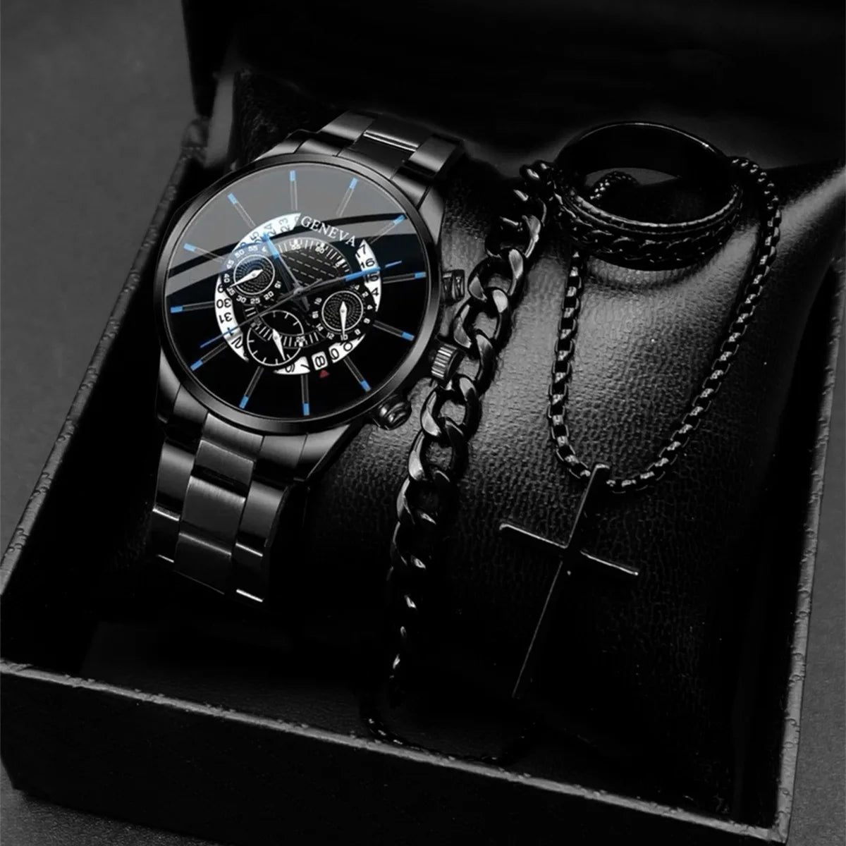Stylish men's watch and jewelry set, just the watch or the whole package