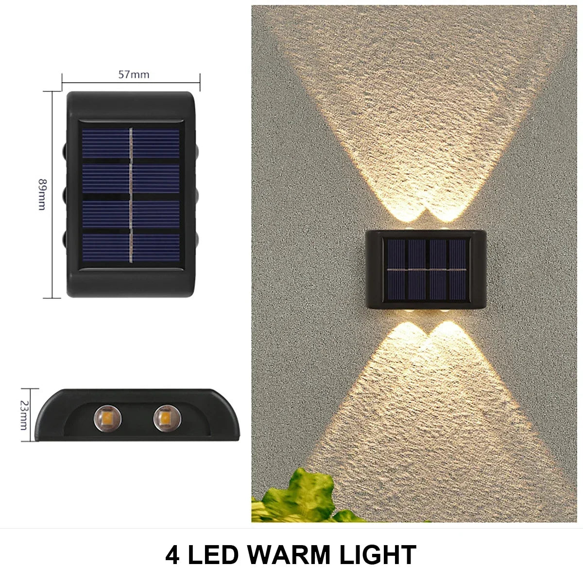Solar-powered LED outdoor light, for the yard and garden, available in different variations