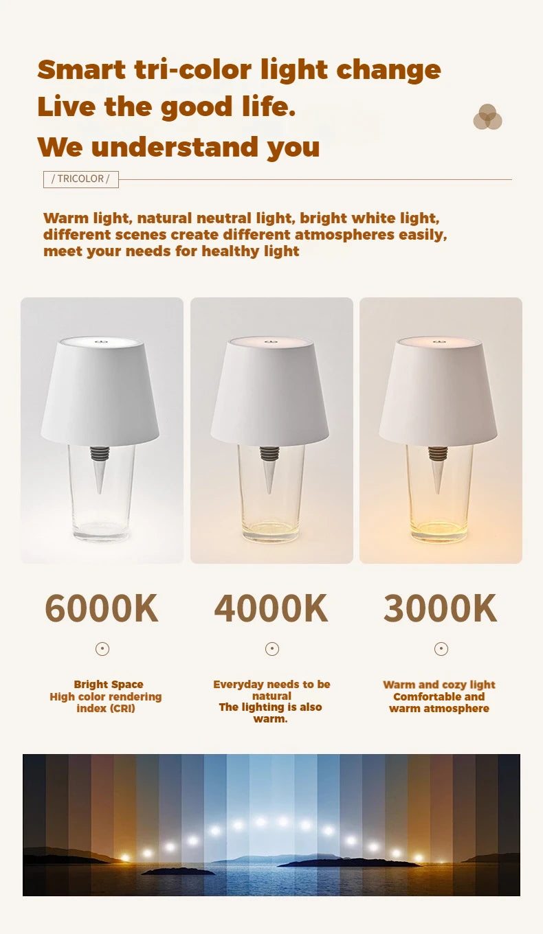 LED bottle light, USB rechargeable, for home, restaurants and bars