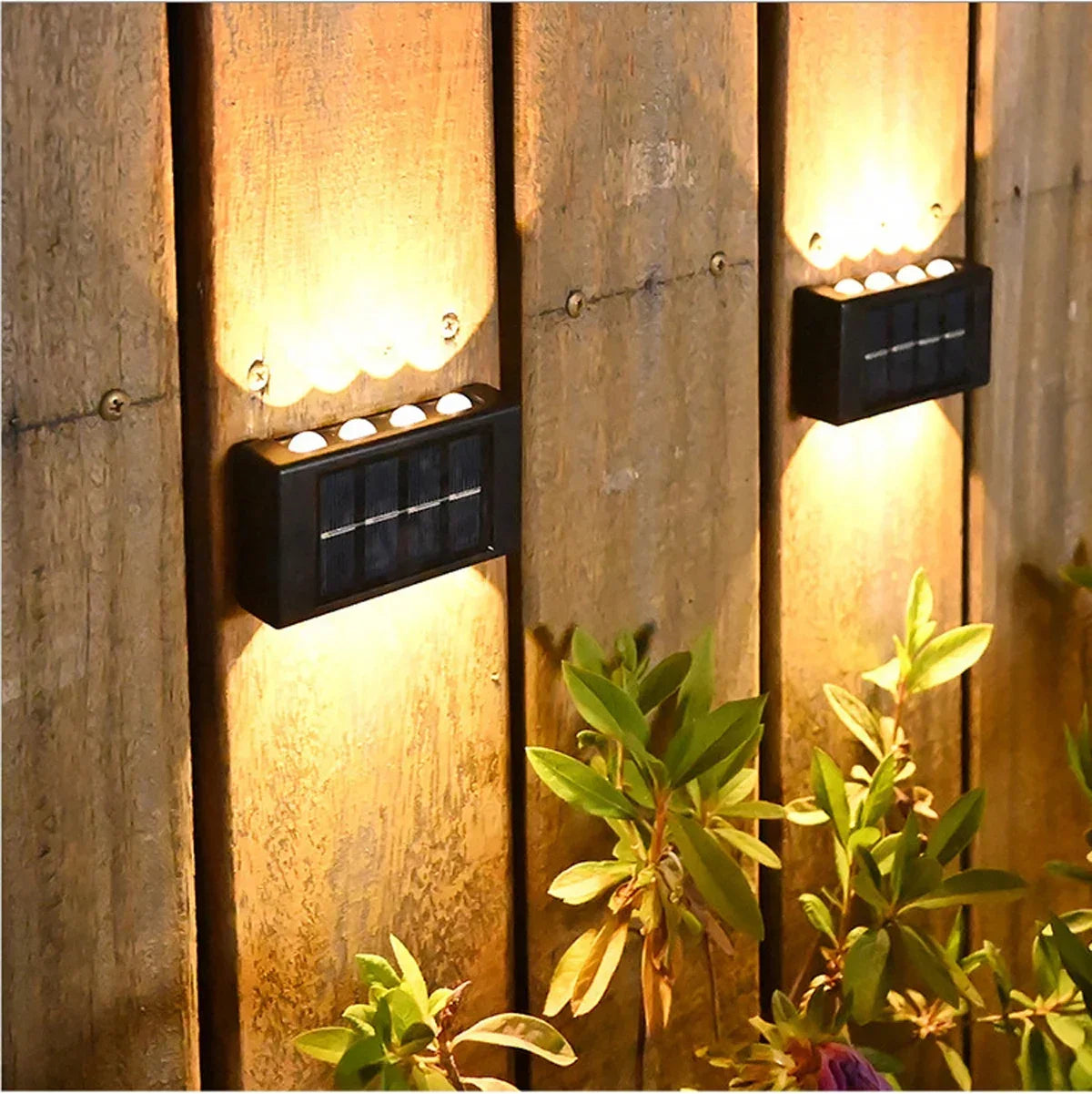 Solar-powered LED outdoor light, for the yard and garden, available in different variations