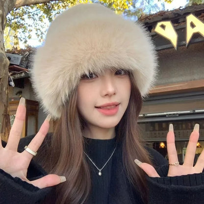 Luxury mink fur hat for winter, different colors