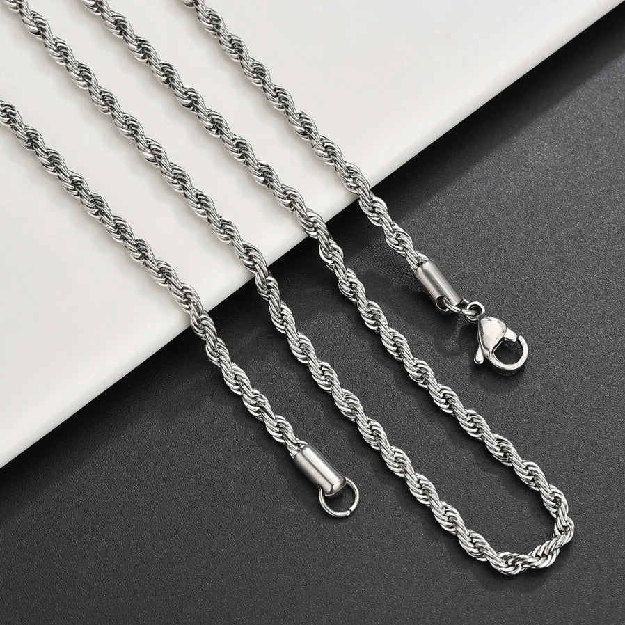 Rope Chain necklace, gold or silver, unisex design