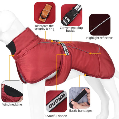 Dog winter coat for large dogs, warm and windproof
