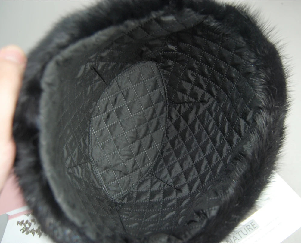 Genuine mink fur hat, luxury winter hat, unisex