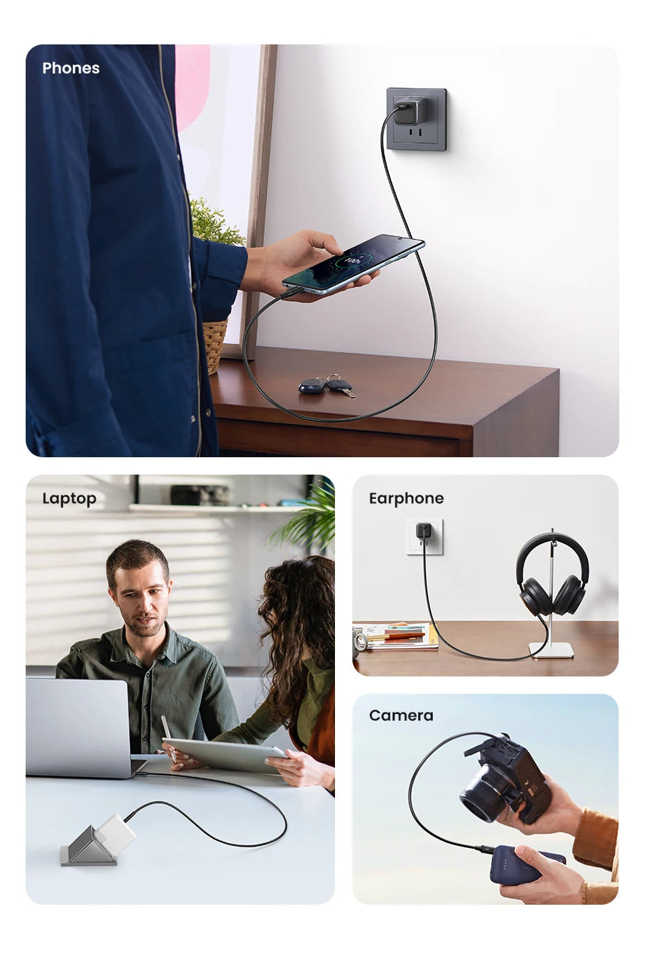 UGREEN 100W USB-C Latauskaapeli – PD 3.0 Pikalataus 5A – iPhone 15, MacBook, iPad Pro – 0.5M