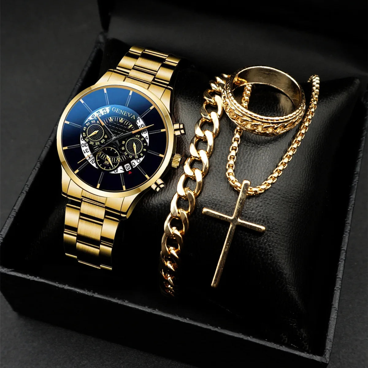 Stylish men's watch and jewelry set, just the watch or the whole package