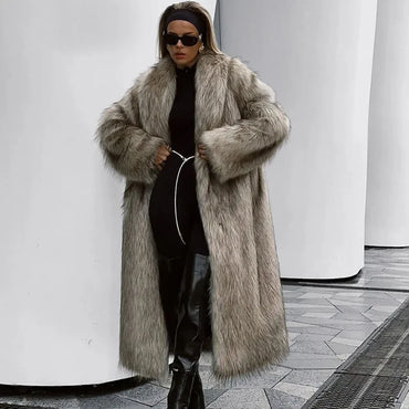2025 Winter model faux fox fur coat for women, elegant design, latest model