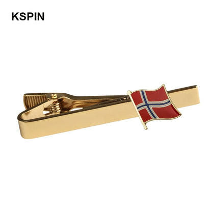 Men's national flag patterned tie bar, multiple countries