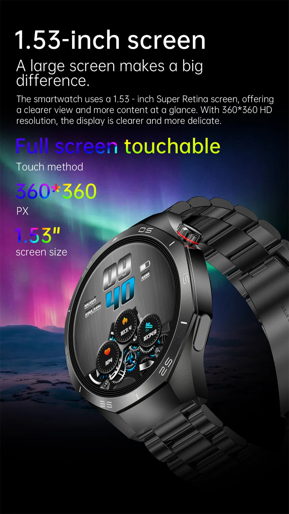 GT5 Pro GPS Smartwatch with AMOLED display, NFC payment function, health tracking