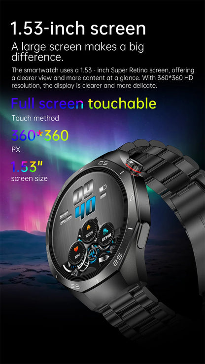 GT5 Pro GPS Smartwatch with AMOLED display, NFC payment function, health tracking