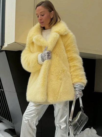 Indefeir French faux fur coat for women