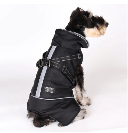 Dog winter jacket with harness, very warm jacket for small and medium-sized dogs