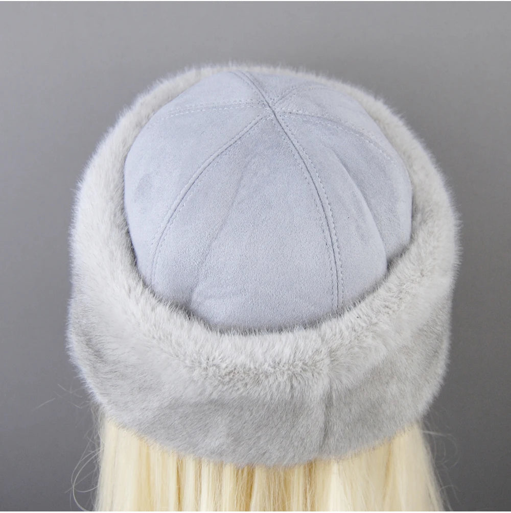 Women's luxury mink fur hat, available in different variations