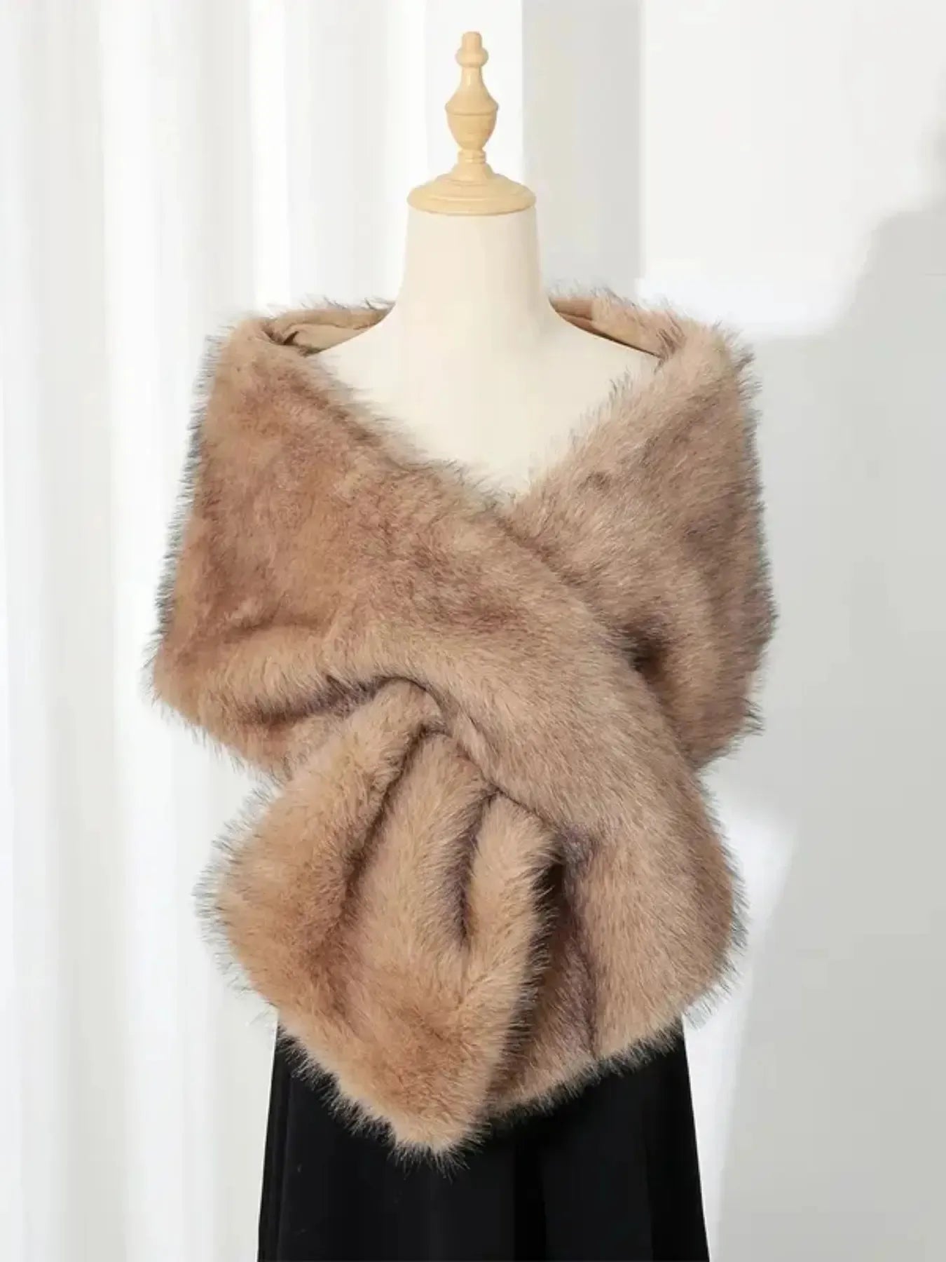 Faux fox fur scarf, faux fur for weddings and formal occasions