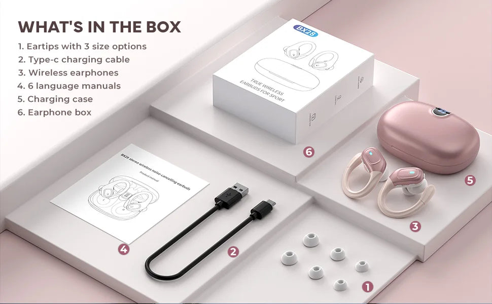 Bluetooth 5.3 Urheilukuulokkeet IP7 Vedenkestävä - ENC Kohinanvaimennus LED-näytöllä