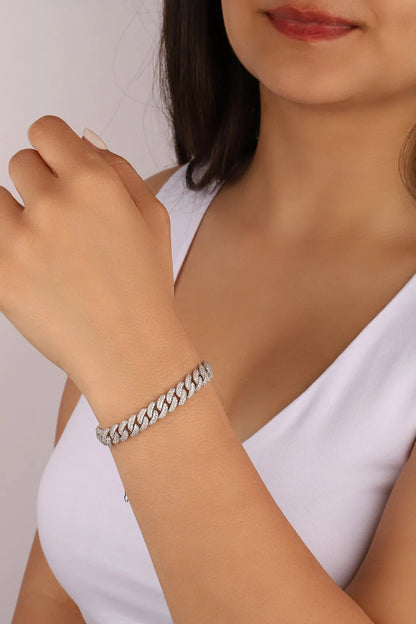 Diamond Cuban Link Chain, täynnä cz-timantteja