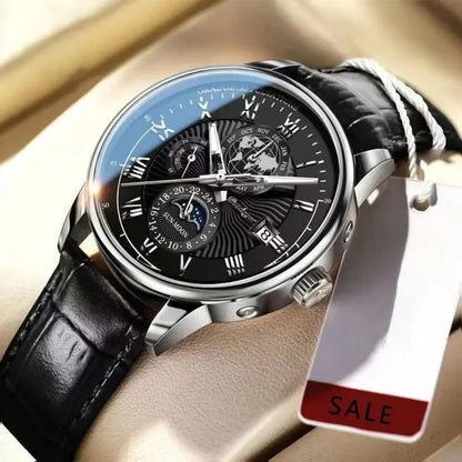 Stylish wristwatch, leather strap, available in different variations