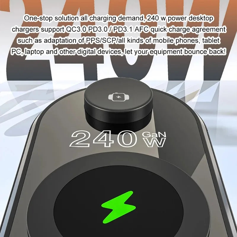 240W Langaton Latausasema – All-in-One Digitaalikello, Herätyskello ja Pikalataus