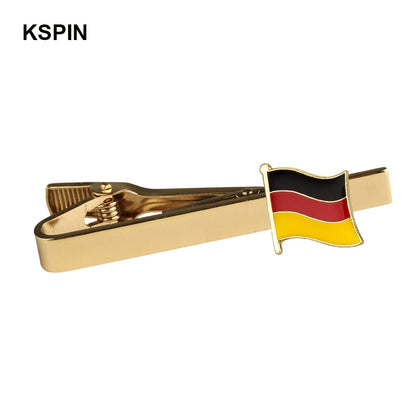 Men's national flag patterned tie bar, multiple countries