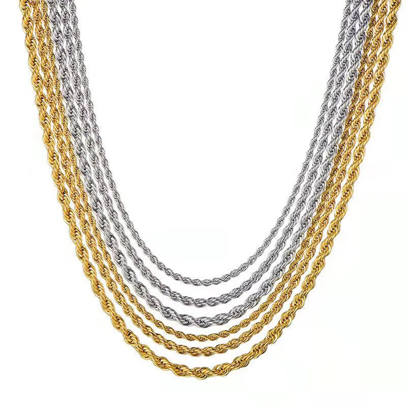 Rope Chain necklace, gold or silver, unisex design