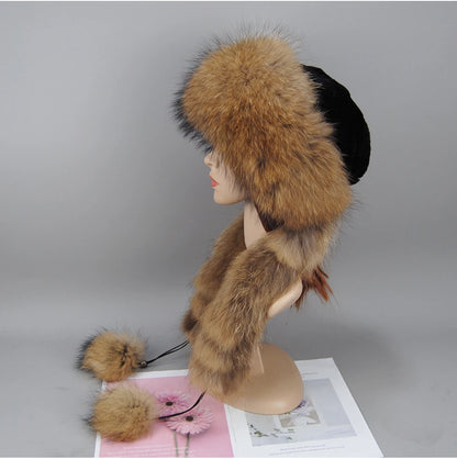 Women's genuine fox fur hat, different shades