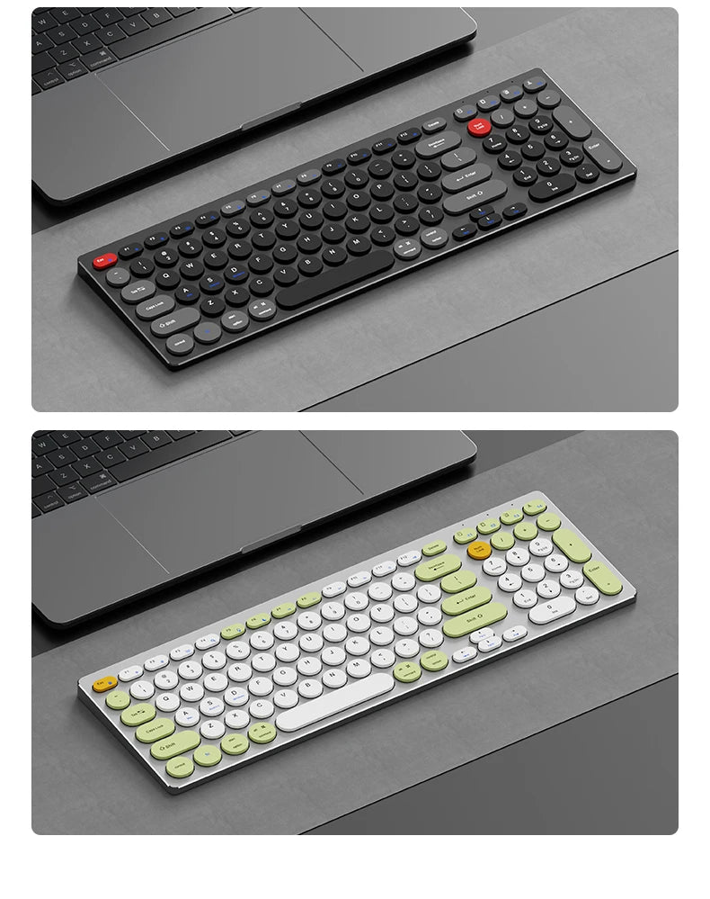 Hiljainen alumiininäppäimistö, kolme yhteystilaa, ergonominen, ohut