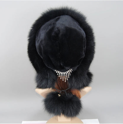 Women's genuine fox fur hat, different shades