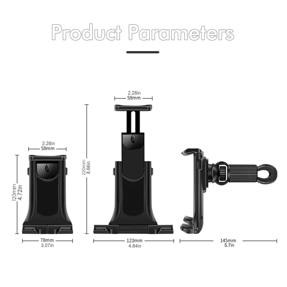 360° Kääntyvä Puhelimen/Tabletin Pidike – Auton niskatuki, pyörä, juoksumatto