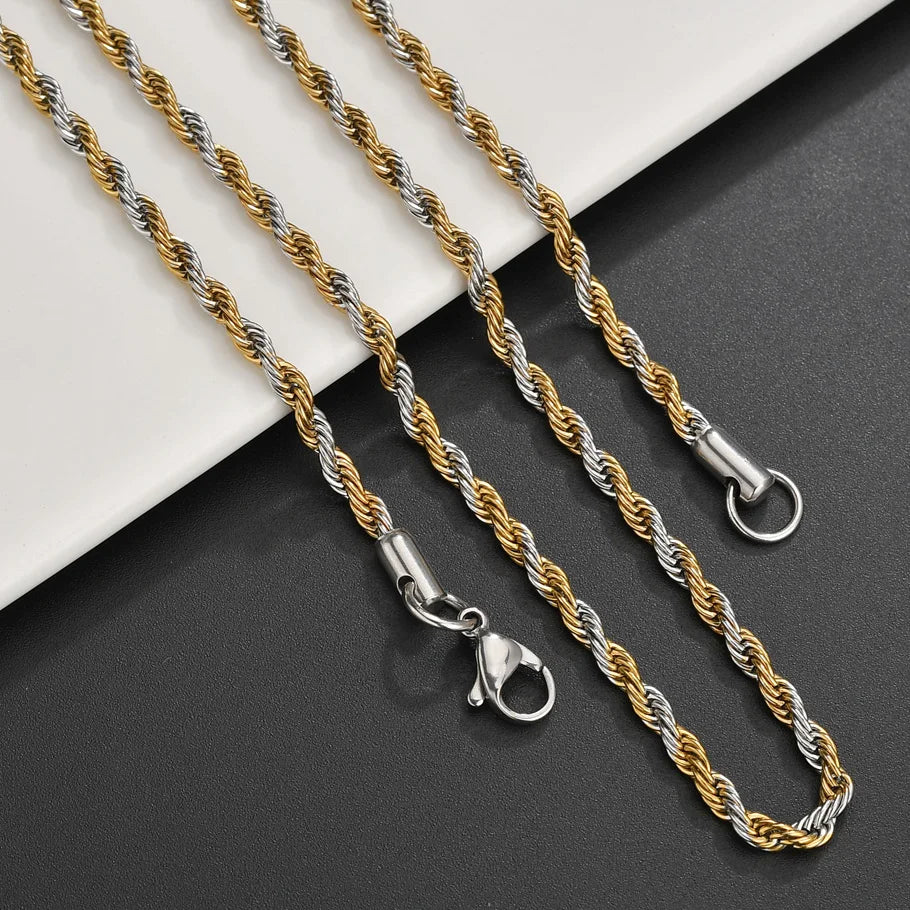 Rope Chain necklace, gold or silver, unisex design
