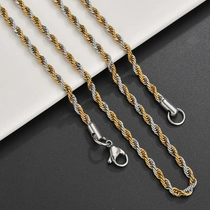 Rope Chain necklace, gold or silver, unisex design