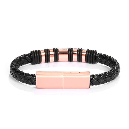 Fashionable leather charging bracelet, USB charging cable in one