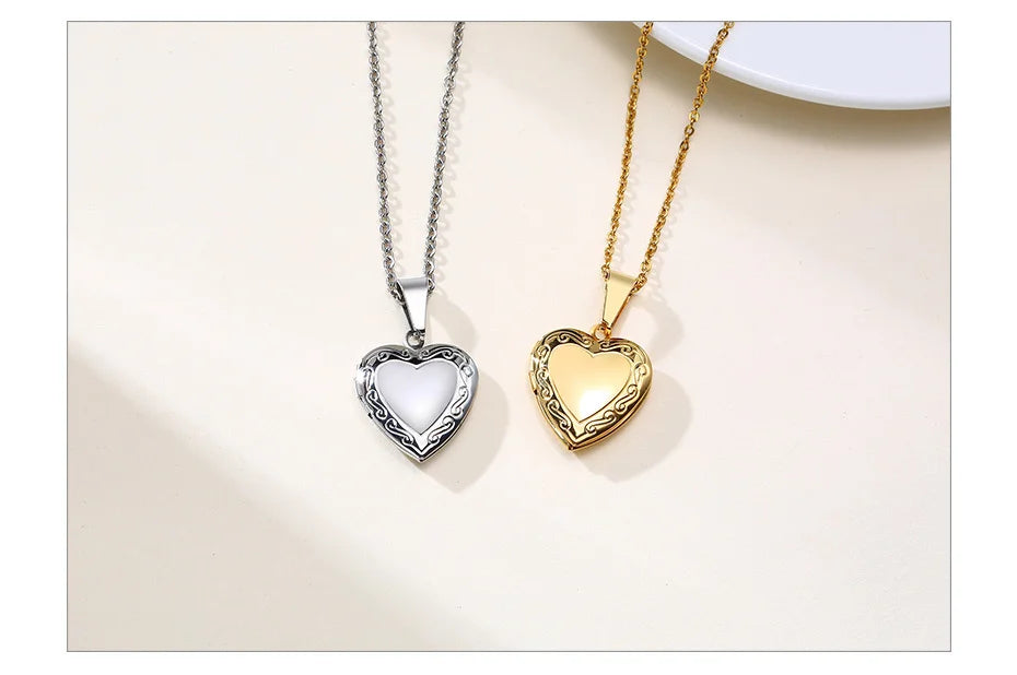 VNOX Heart Locket Necklace with Picture and Name for Women