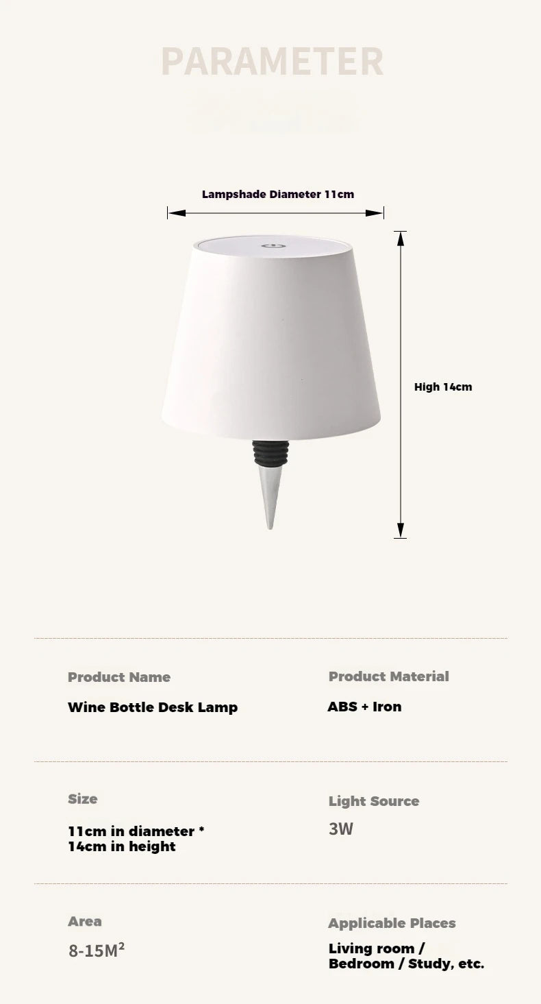 LED bottle light, USB rechargeable, for home, restaurants and bars