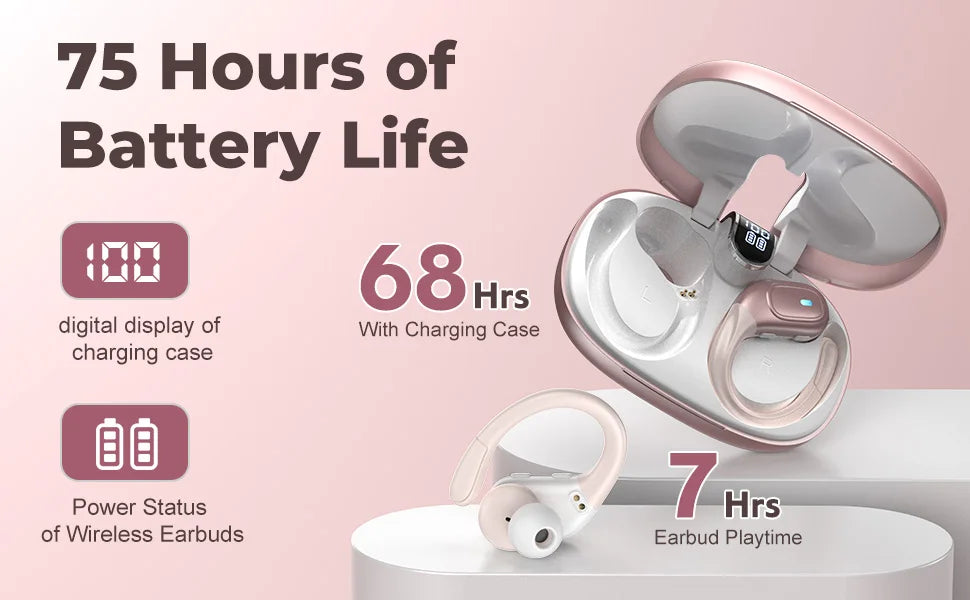 Bluetooth 5.3 Urheilukuulokkeet IP7 Vedenkestävä - ENC Kohinanvaimennus LED-näytöllä