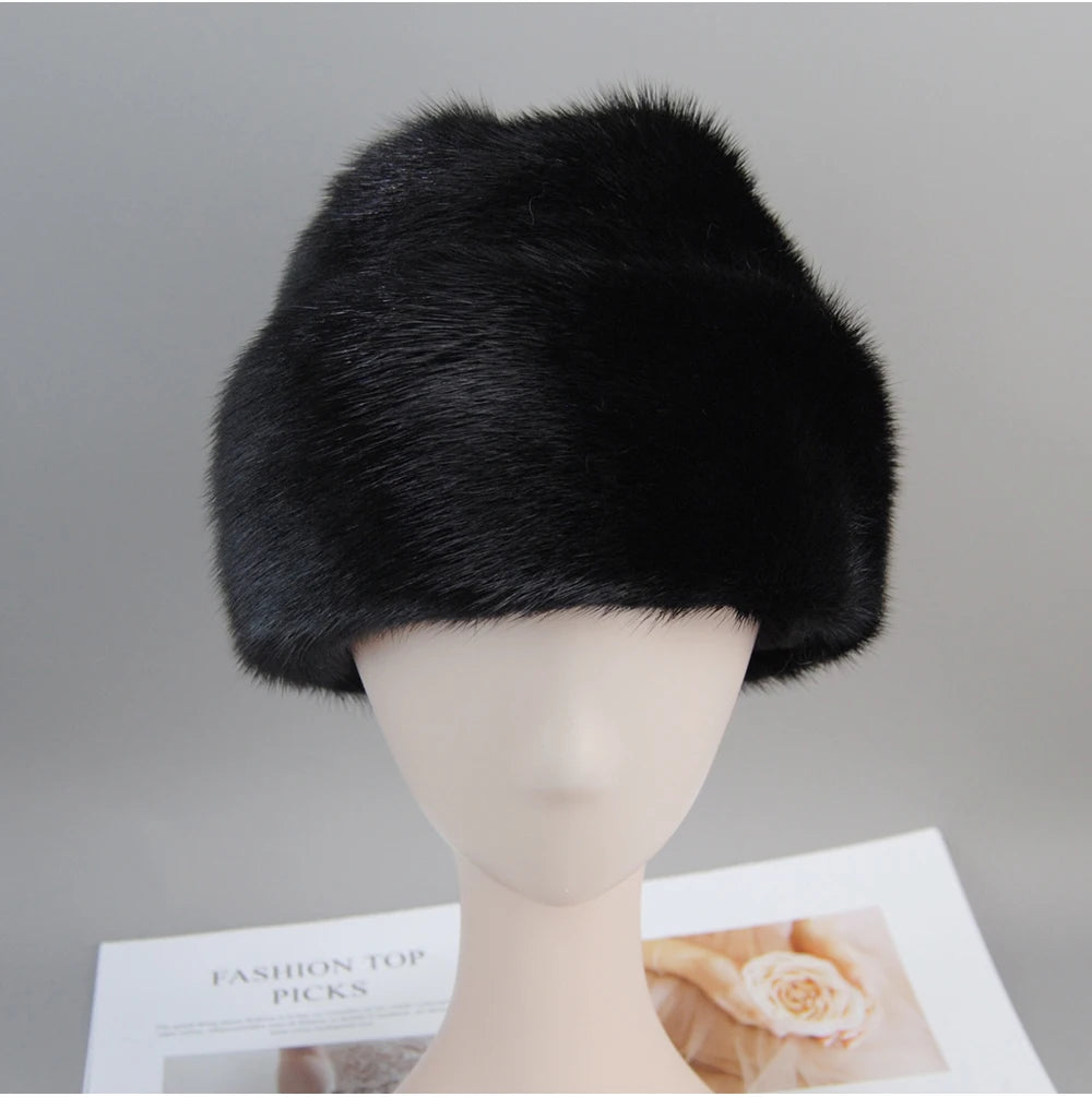 Genuine mink fur hat, luxury winter hat, unisex
