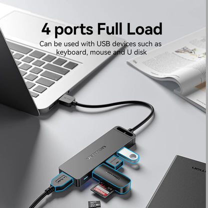 Vention USB 3.0 Hub 4 Porttia - Ohut Nopea Jakaja MacBook, PC & Laptop