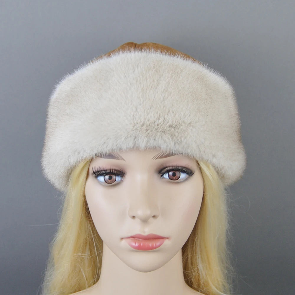 Women's luxury mink fur hat, available in different variations