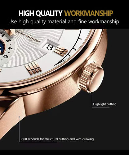 Stylish wristwatch, leather strap, available in different variations