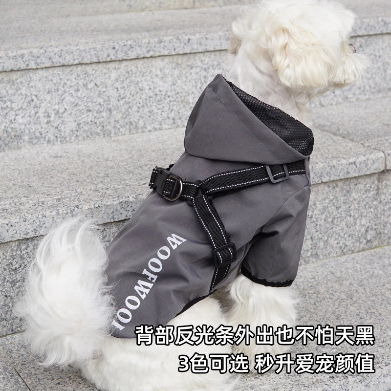 Reflective dog raincoat, for small dogs