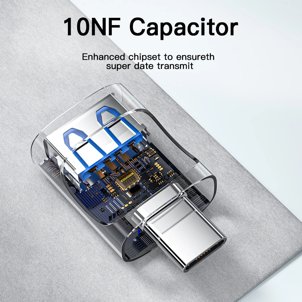 Essager USB 3.0 to Type-C OTG Adapteri - USB-A Muunnin MacBook & Laptop