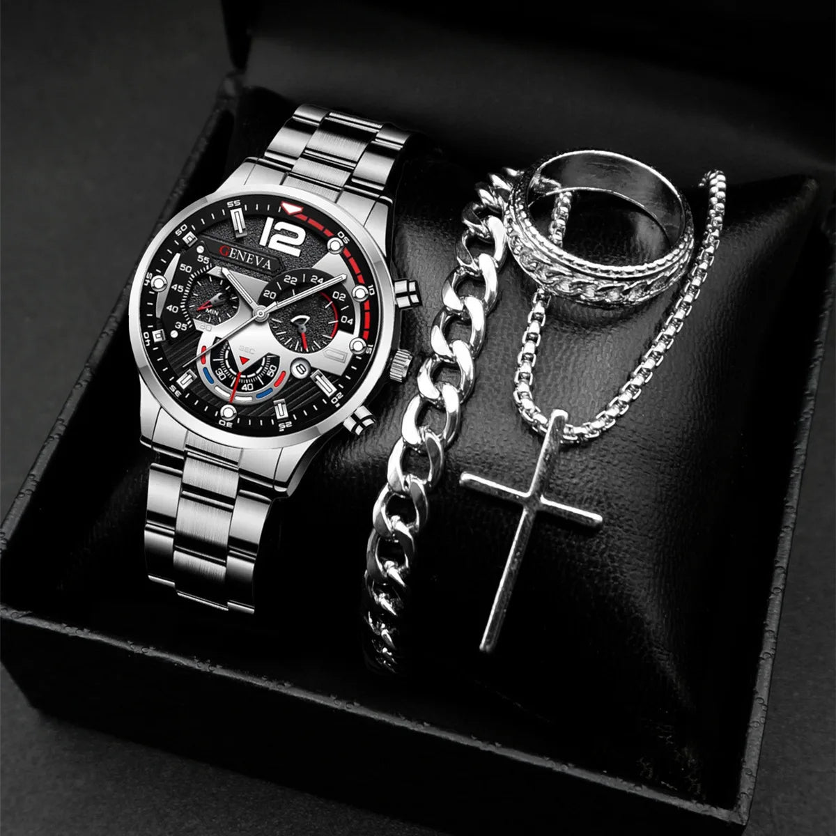 Stylish men's watch and jewelry set, just the watch or the whole package