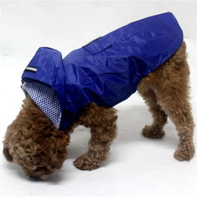 Dog raincoat, waterproof hoodie with reflective stripes, all sizes available