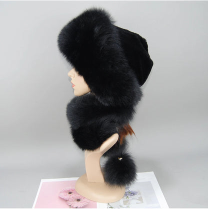 Women's genuine fox fur hat, different shades