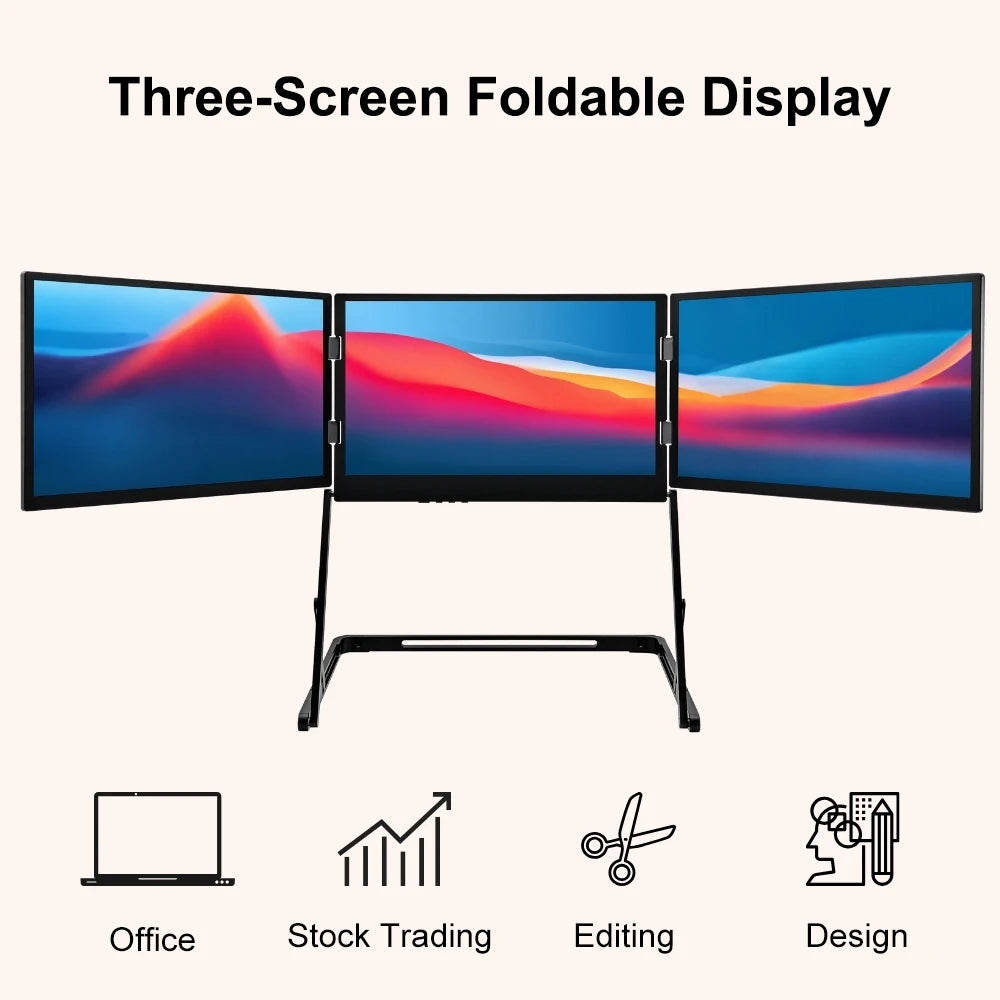 Triple-screen portable monitor, 15.6" Full HD IPS displays