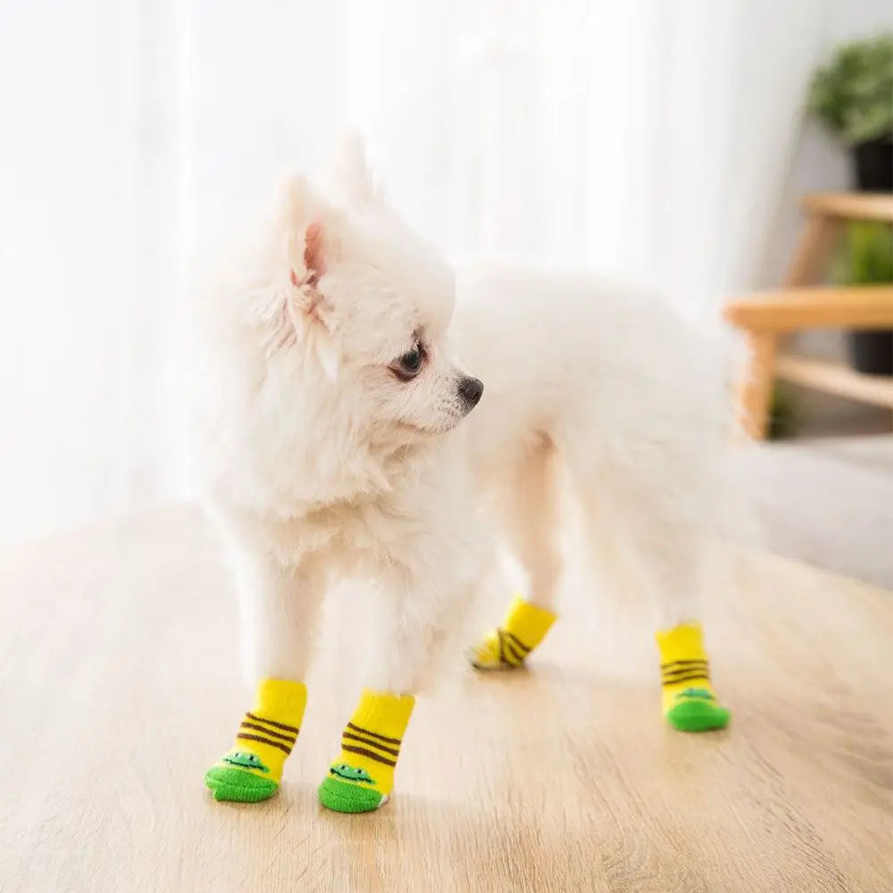 Breathable dog socks 4pcs, cotton socks with non-slip soles for dogs and cats